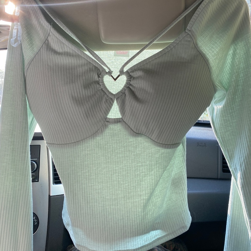 No boundaries women’s fitted cropped long sleeve Light teal